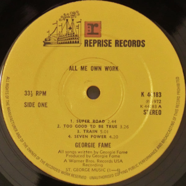 Georgie Fame – All Me Own Work LP vinyl record, image 5 of 6