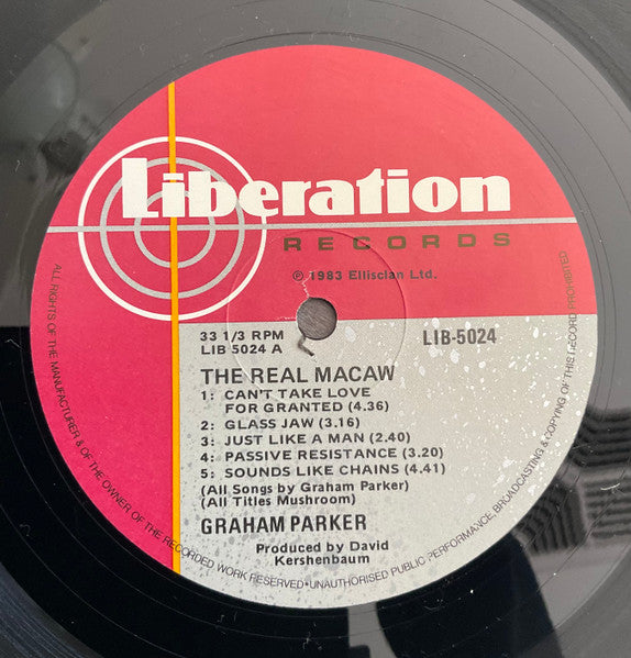Graham Parker – The Real Macaw LP vinyl record, image 5 of 6