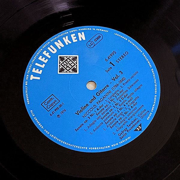 Niccolò Paganini, György Terebesi, Sonja Prunnbauer – Violine & Gitarre, Vol. 3 LP vinyl record, image 8 of 8