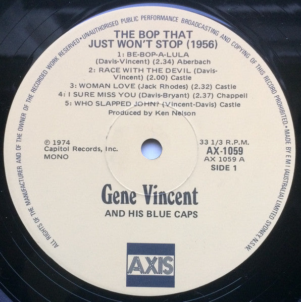 Gene Vincent & His Blue Caps – The Bop That Just Won't Stop LP vinyl record, image 4 of 5