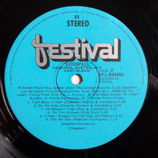 Original Australian Cast "Godspell" – Godspell LP vinyl record, image 6 of 6