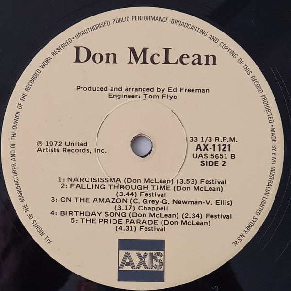 Don McLean – Don McLean LP vinyl record, image 3 of 4