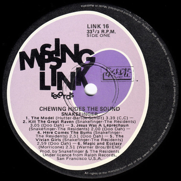 Snakefinger – Chewing Hides The Sound LP vinyl record, image 3 of 4