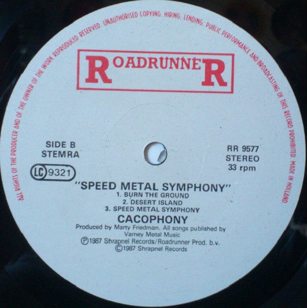 Cacophony, Marty Friedman, Jason Becker – Speed Metal Symphony LP vinyl record, image 4 of 4