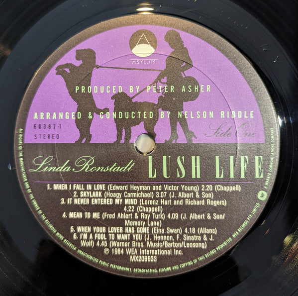 Linda Ronstadt, Nelson Riddle And His Orchestra – Lush Life LP vinyl record, image 3 of 7