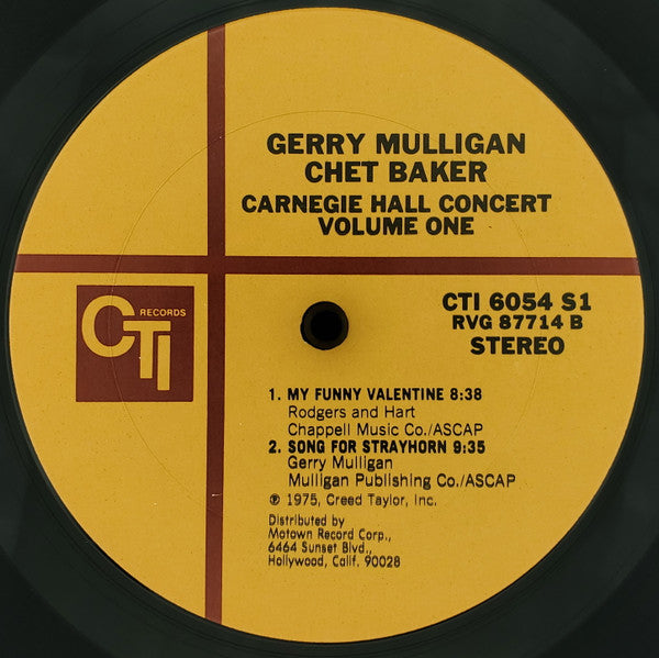 Gerry Mulligan, Chet Baker – Carnegie Hall Concert Volume 1 LP vinyl record, image 6 of 7