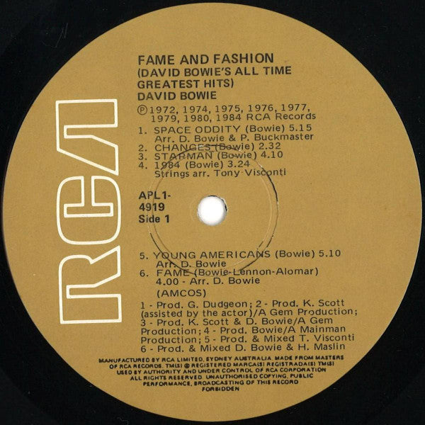 David Bowie – Fame And Fashion (David Bowie's All Time Greatest Hits) LP vinyl record, image 3 of 4