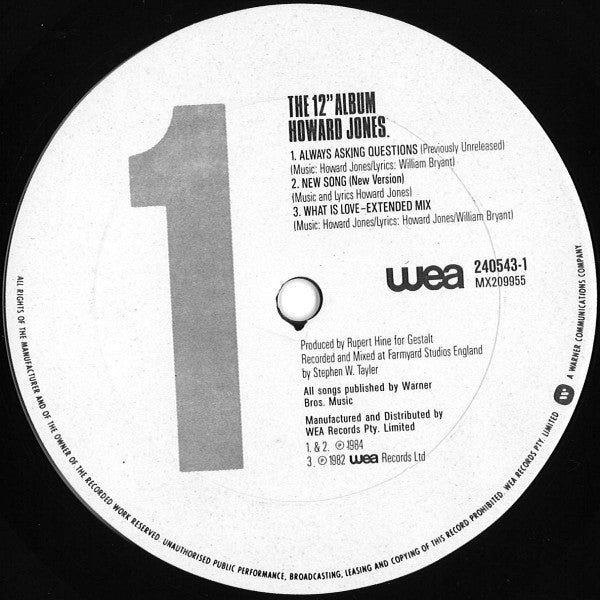 Howard Jones – The 12" Album LP vinyl record, image 3 of 4