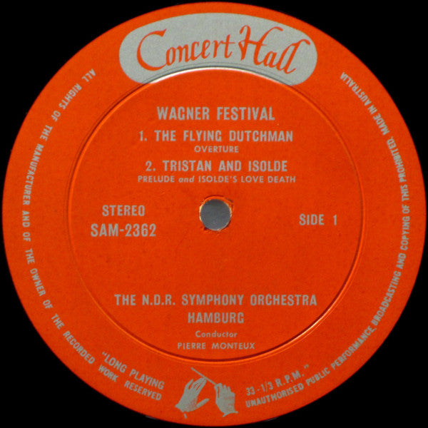 Richard Wagner, NDR Sinfonieorchester, Pierre Monteux – Wagner Festival LP vinyl record, image 3 of 4