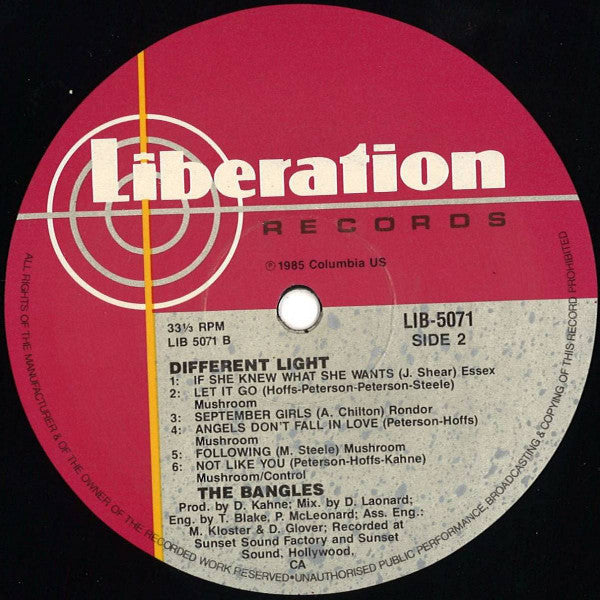 Bangles – Different Light LP vinyl record, image 4 of 6