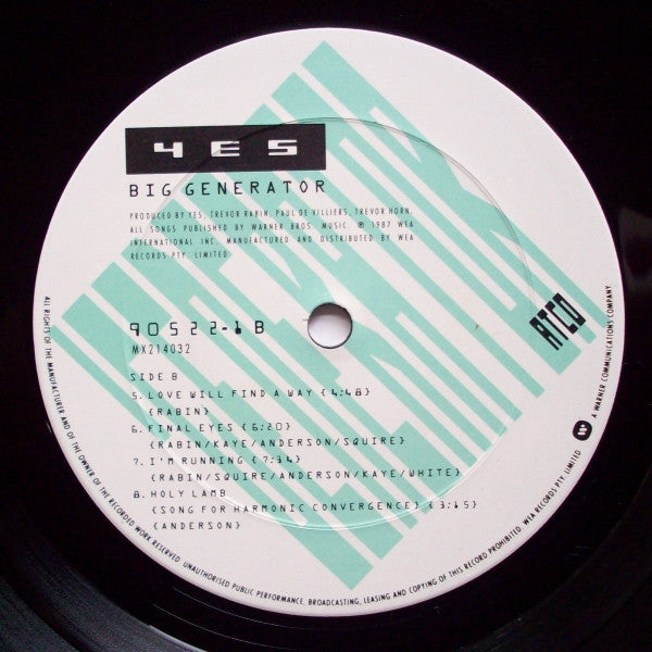 Yes – Big Generator LP vinyl record, image 6 of 6