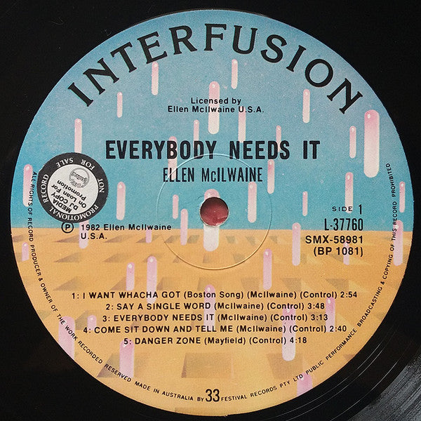 Ellen McIlwaine, Jack Bruce – Everybody Needs It LP vinyl record, image 3 of 4