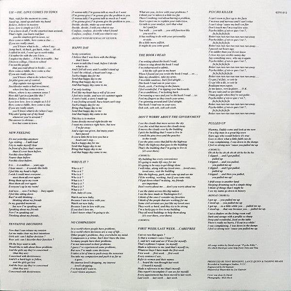 Talking Heads – Talking Heads: 77 LP vinyl record, image 6 of 6