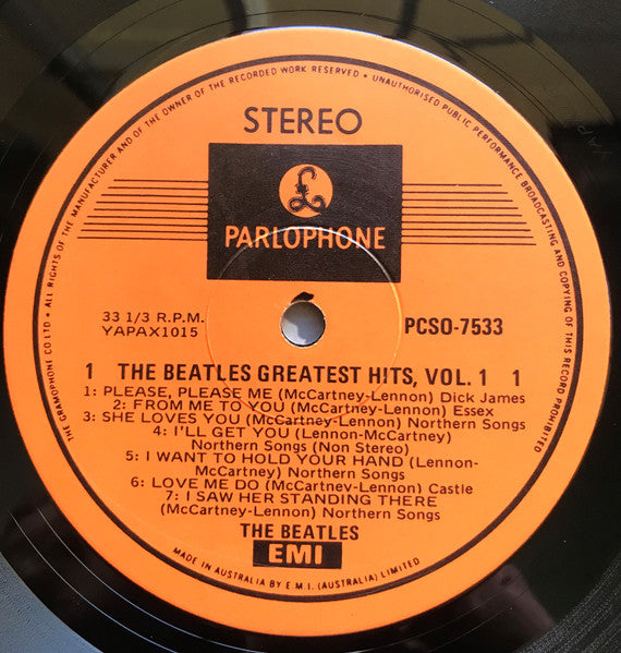 The Beatles – Greatest Hits Volume 1 LP vinyl record, image 3 of 4