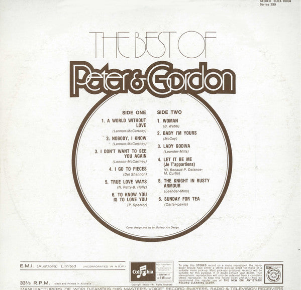 Peter & Gordon – The Best Of Peter & Gordon LP vinyl record, image 2 of 4