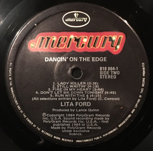 Lita Ford – Dancin' On The Edge LP vinyl record, image 4 of 7