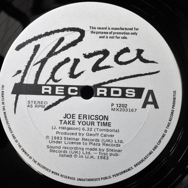 Joe Ericson – Take Your Time / She's All Right 12" vinyl record, image 3 of 4