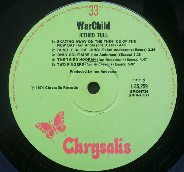 Jethro Tull – War Child LP vinyl record, image 6 of 6