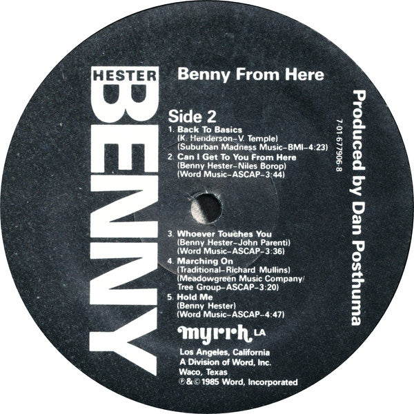 Benny Hester – Benny From Here LP vinyl record, image 4 of 6