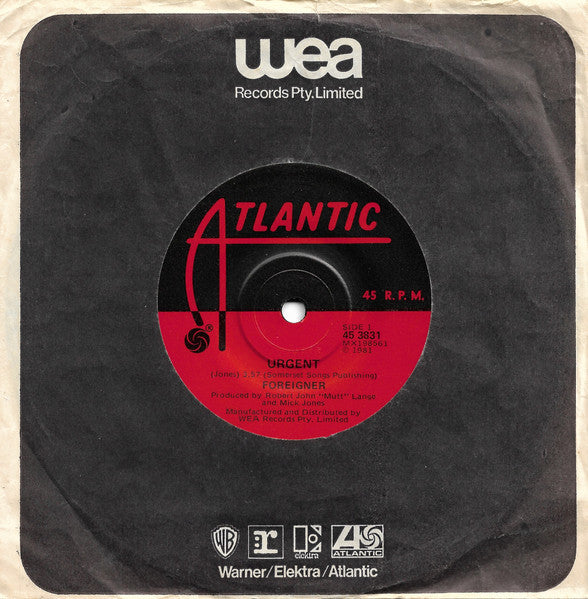 Foreigner – Urgent 7" vinyl record, image 3 of 3