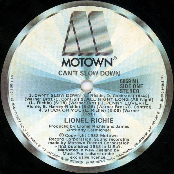 Lionel Richie – Can't Slow Down LP vinyl record, image 4 of 7