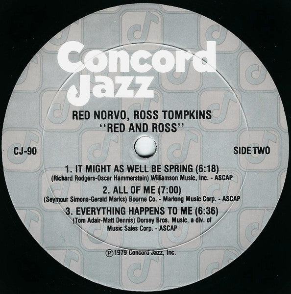 Red Norvo, Ross Tompkins – Red & Ross Recorded Live January 1979 LP vinyl record, image 4 of 4