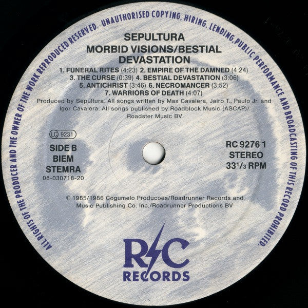 Sepultura – Morbid Visions / Bestial Devastation LP vinyl record, image 4 of 7