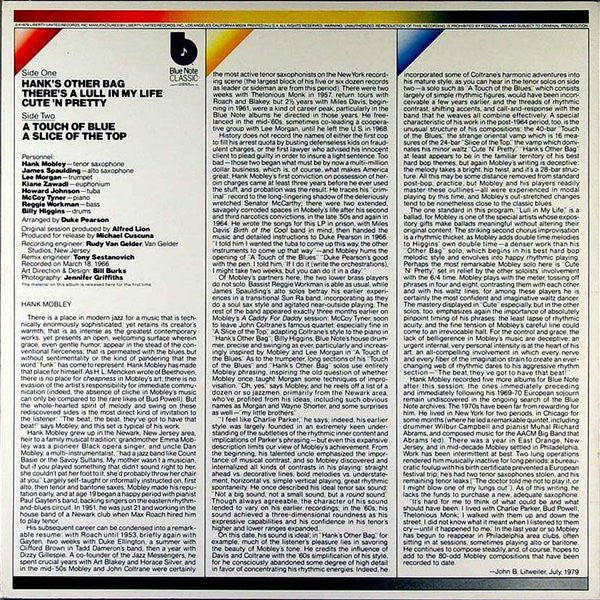 Hank Mobley – A Slice Of The Top LP vinyl record, image 2 of 5