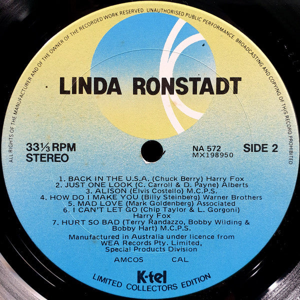 Linda Ronstadt – Greatest Hits LP vinyl record, image 4 of 4