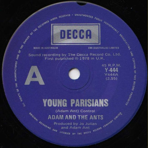 Adam And The Ants – Young Parisians 7" vinyl record
