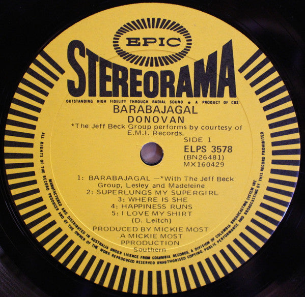 Donovan – Barabajagal LP vinyl record, image 3 of 4