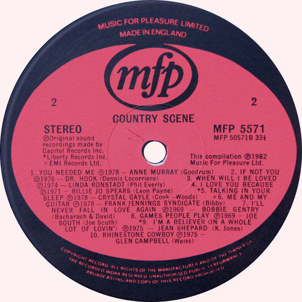 Various – Country Scene (20 Classic Tracks) LP vinyl record, image 4 of 4