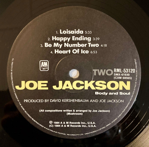 Joe Jackson – Body And Soul LP vinyl record, image 4 of 4