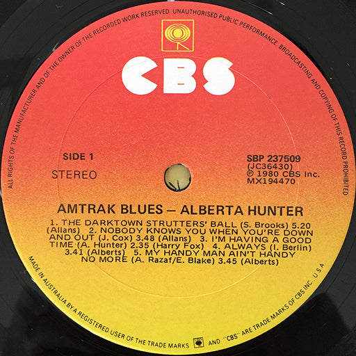 Alberta Hunter – Amtrak Blues LP vinyl record, image 1 of 2