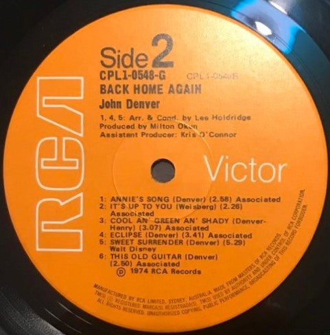 John Denver – Back Home Again LP vinyl record, image 6 of 8