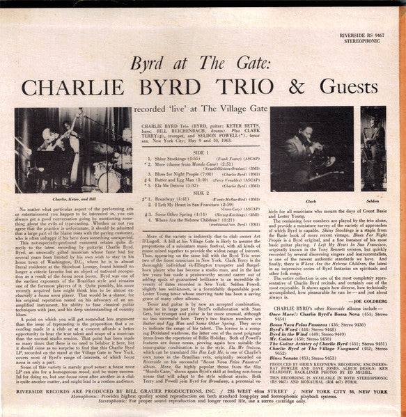 Charlie Byrd Trio – Byrd At The Gate LP vinyl record, image 2 of 4