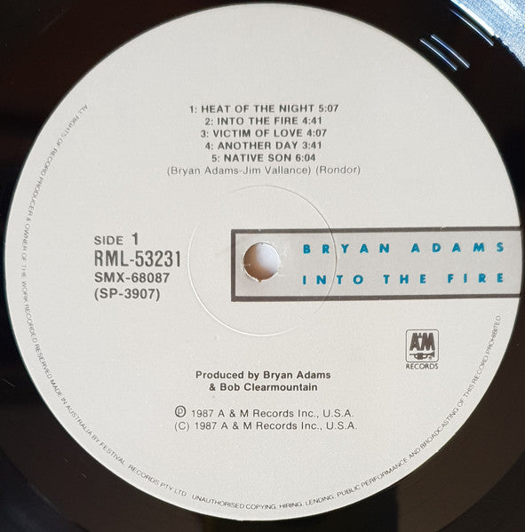 Bryan Adams – Into The Fire LP vinyl record, image 5 of 8