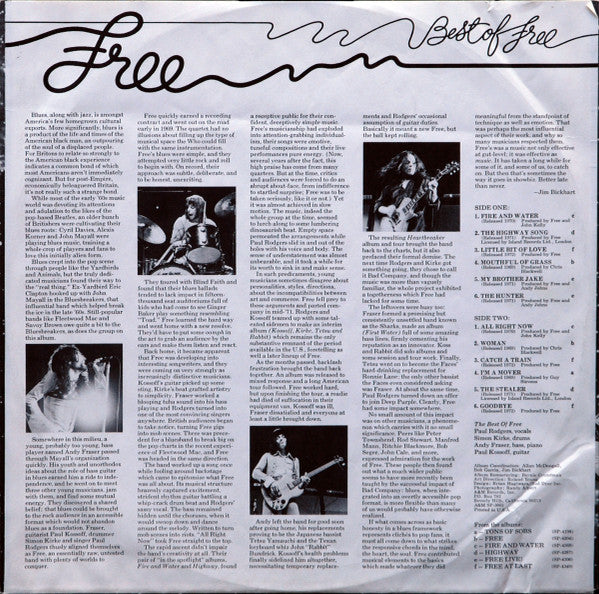 Free – Best Of Free LP vinyl record, image 5 of 6