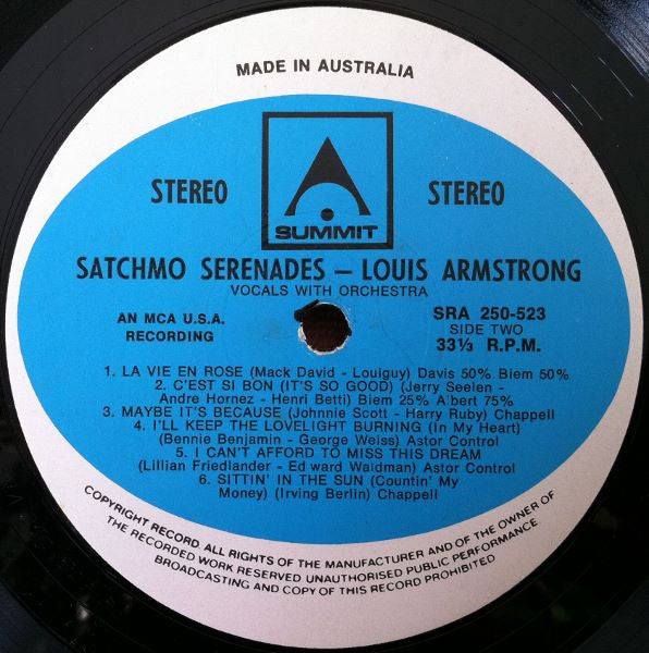 Louis Armstrong – Satchmo Serenades LP vinyl record, image 4 of 4