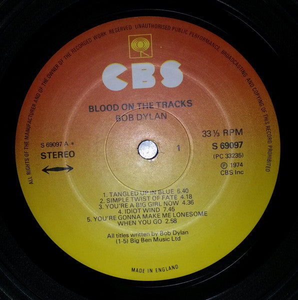 Bob Dylan – Blood On The Tracks LP vinyl record, image 2 of 3