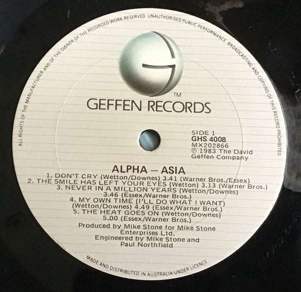 Asia – Alpha LP vinyl record, image 4 of 4