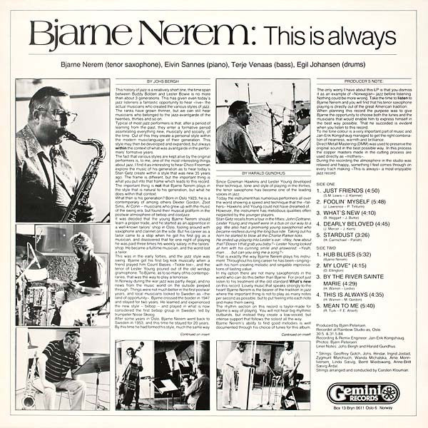 Bjarne Nerem – This Is Always LP vinyl record, image 2 of 6