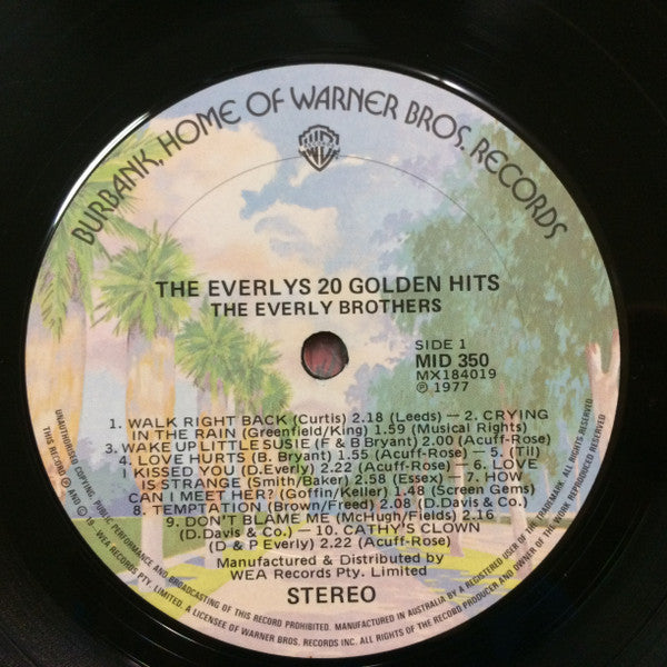 Everly Brothers – The Everlys 20 Golden Hits LP vinyl record, image 3 of 4