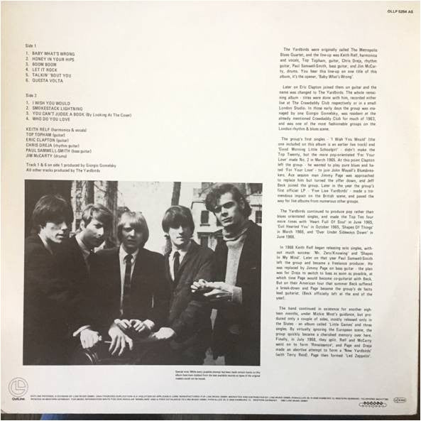 The Yardbirds – Second Helping LP vinyl record, image 2 of 4
