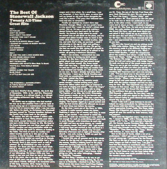 Stonewall Jackson – The Best Of Stonewall Jackson LP vinyl record, image 2 of 4