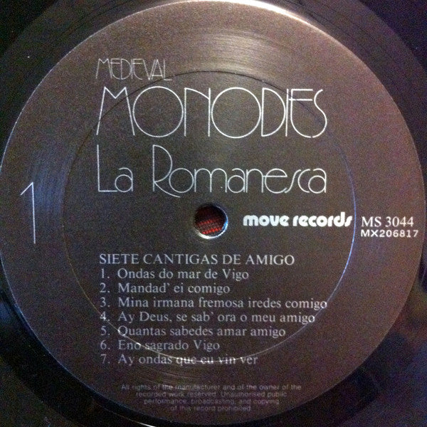 La Romanesca – Medieval Monodies LP vinyl record, image 4 of 5