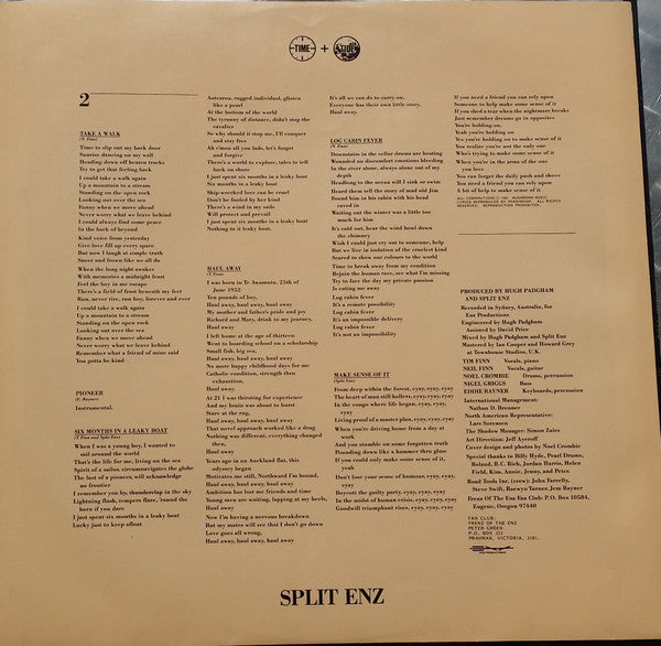 Split Enz – Time And Tide LP vinyl record, image 4 of 7