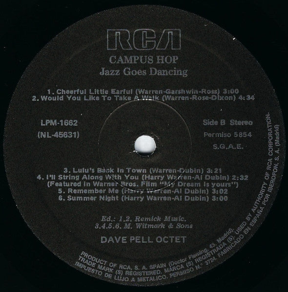 Dave Pell Octet – Jazz Goes Dancing - Campus Hop LP vinyl record, image 4 of 5