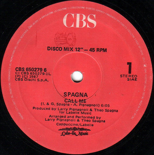 Ivana Spagna – Call Me 12" vinyl record, image 2 of 4