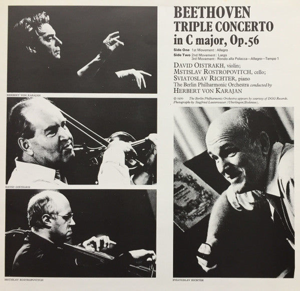 David Oistrach, Mstislav Rostropovich, Sviatoslav Richter, Herbert Von Karajan, Berliner Philharmoniker, Ludwig van Beethoven – Triple Concerto LP vinyl record, image 3 of 6